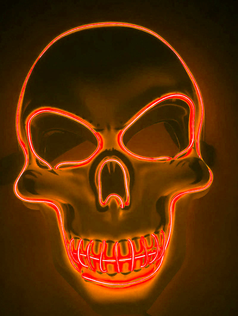 Halloween Skelett Maske mit LED-Licht