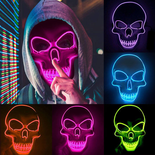 Halloween Skelett Maske mit LED-Licht