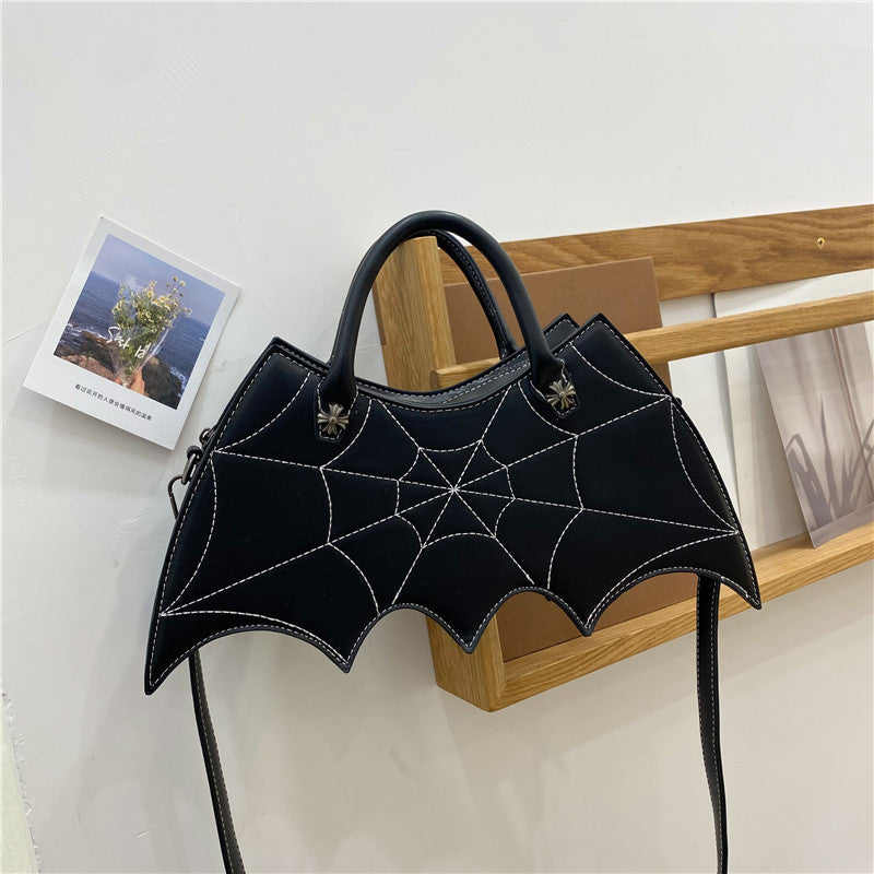 Halloween Schultertasche – Spinnennetz-Design / Batgirl Style