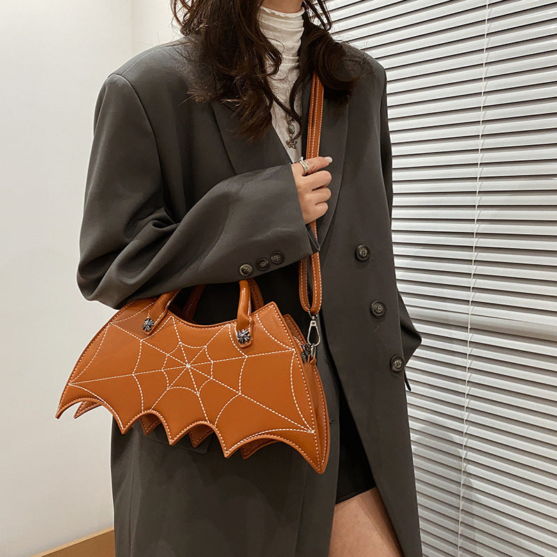 Halloween Schultertasche – Spinnennetz-Design / Batgirl Style