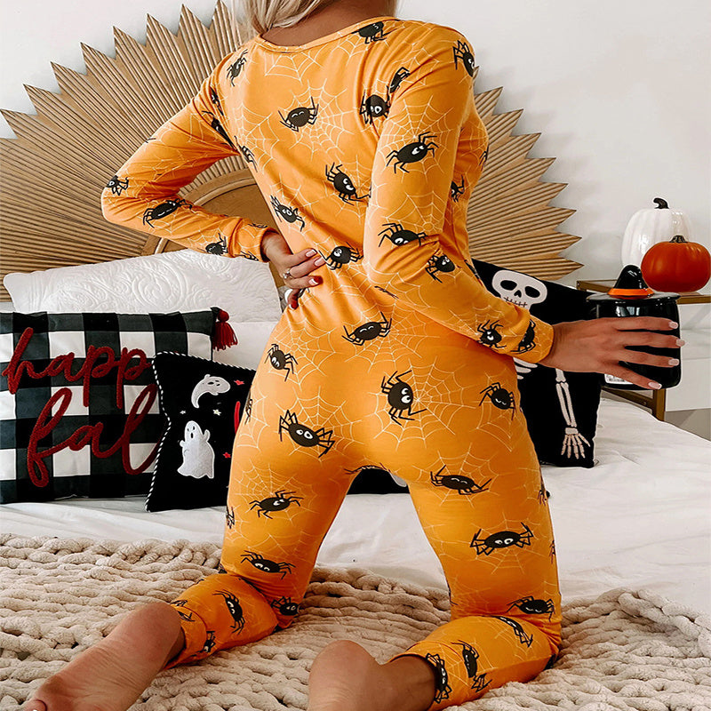 Halloween Jumpsuit – Damen Langarm Hausanzug / Pyjama