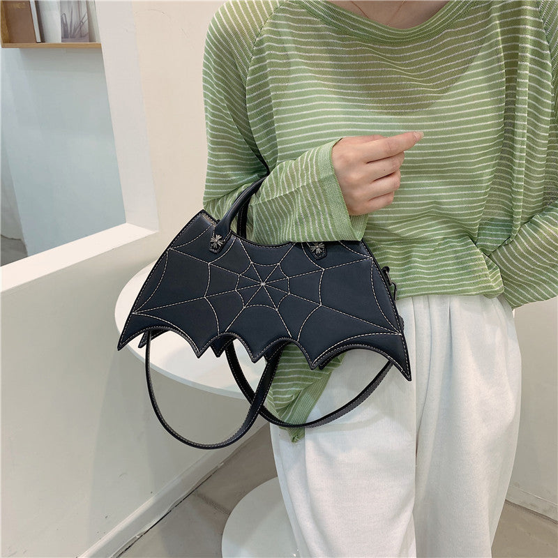 Halloween Schultertasche – Spinnennetz-Design / Batgirl Style