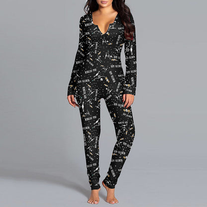 Halloween Jumpsuit – Damen Langarm Hausanzug / Pyjama